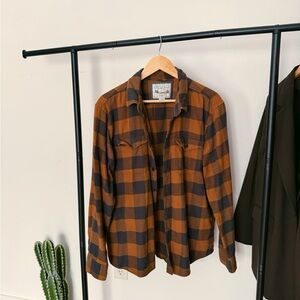 American Eagle Outfitters Brown and Black Plaid Shirt